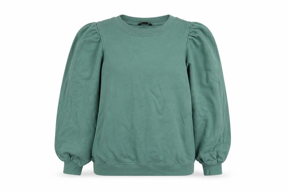 Front view of Monlki women’s green cotton pullover sweatshirt, size S, pullover