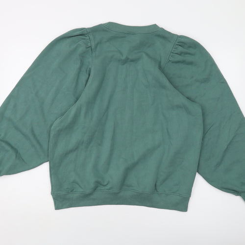 Monlki Womens Green Cotton Pullover Sweatshirt Size S Pullover