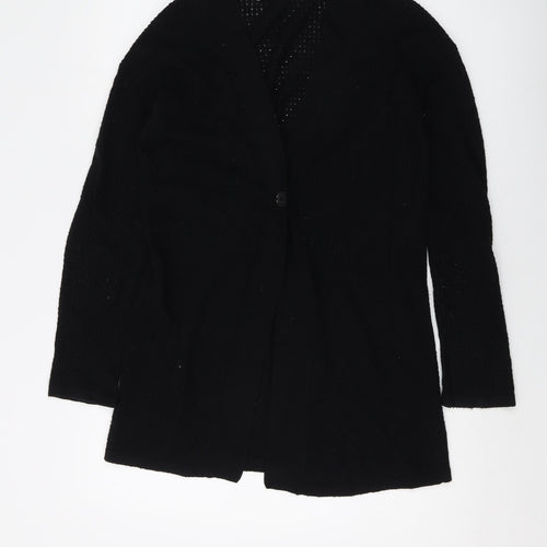 John Lewis Womens Black V-Neck Cotton Cardigan Jumper Size 10