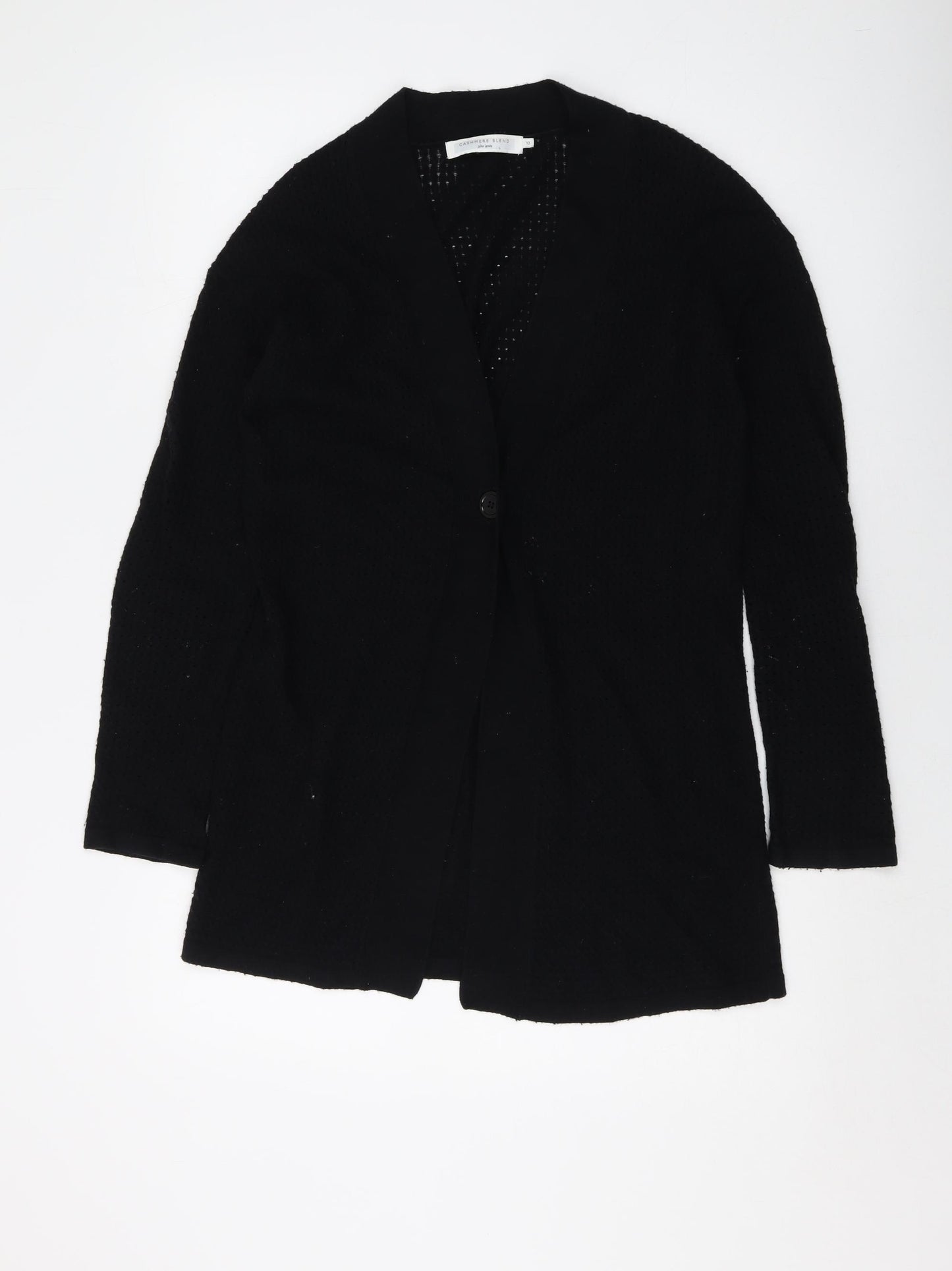 John Lewis Womens Black V-Neck Cotton Cardigan Jumper Size 10