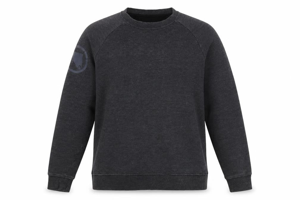 Front view of Endura women’s grey cotton pullover sweatshirt, size S, pullover
