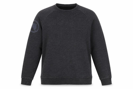 Front view of Endura women’s grey cotton pullover sweatshirt, size S, pullover