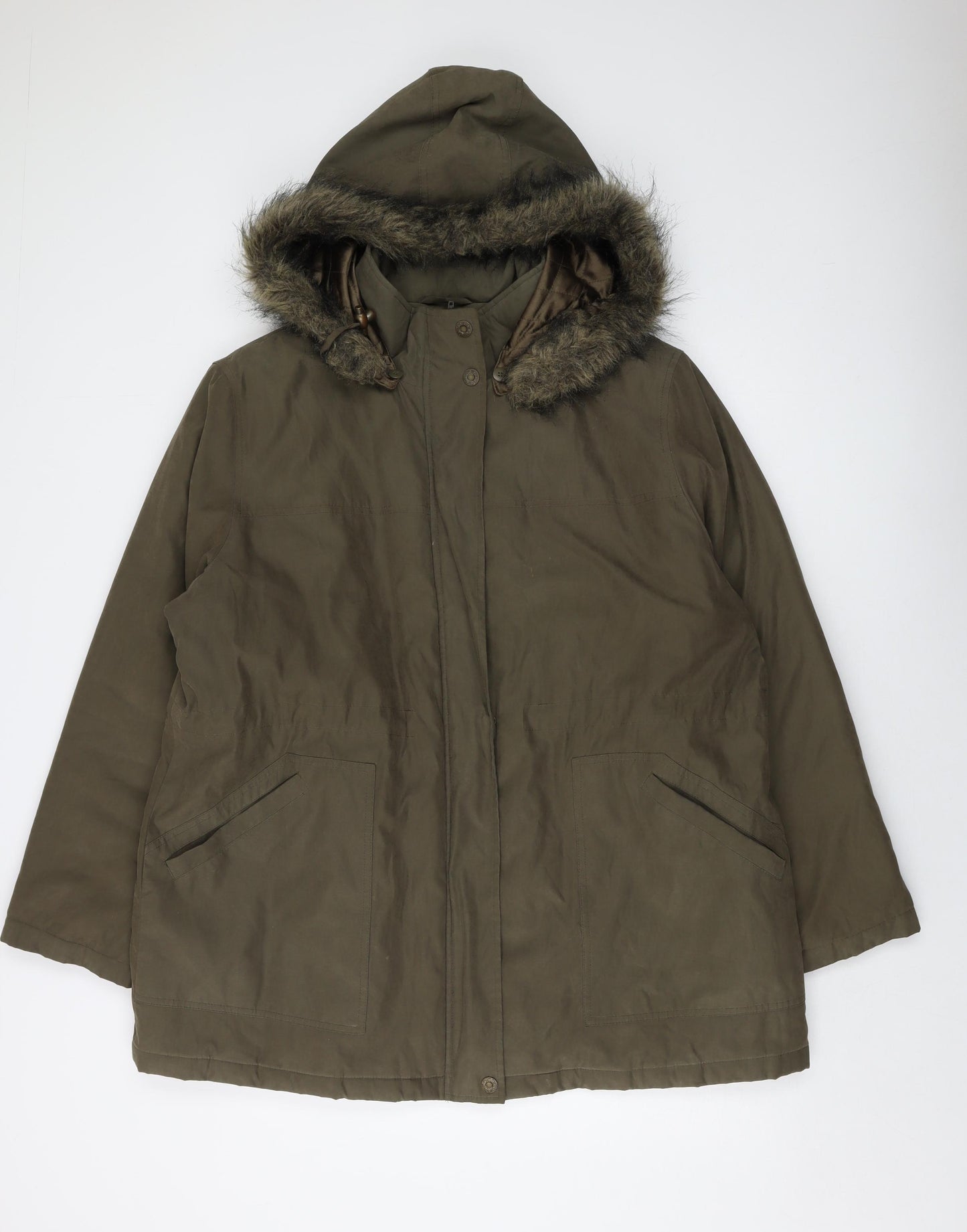 Debenhams Womens Green Parka Jacket Size 20 Zip