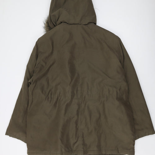 Debenhams Womens Green Parka Jacket Size 20 Zip