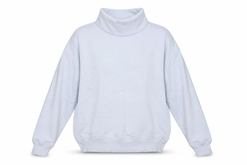 Front view of Lidex women’s blue cotton pullover sweatshirt, size M, pullover