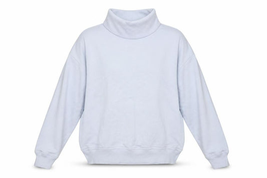 Front view of Lidex women’s blue cotton pullover sweatshirt, size M, pullover