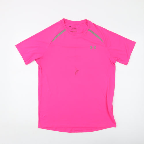 Under armour Womens Pink Polyester Basic T-Shirt Size S Crew Neck Pullover