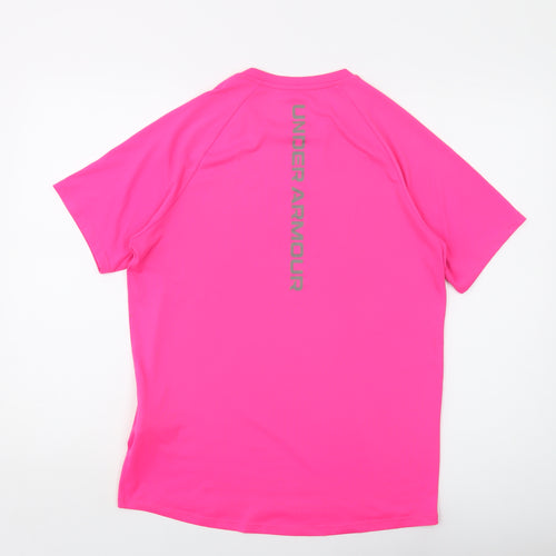 Under armour Womens Pink Polyester Basic T-Shirt Size S Crew Neck Pullover