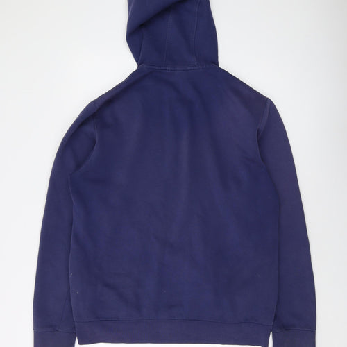 London Mens Blue Cotton Pullover Hoodie Size L