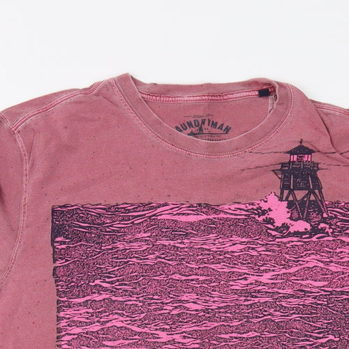 Barbour Mens Pink Cotton T-Shirt Size M Crew Neck