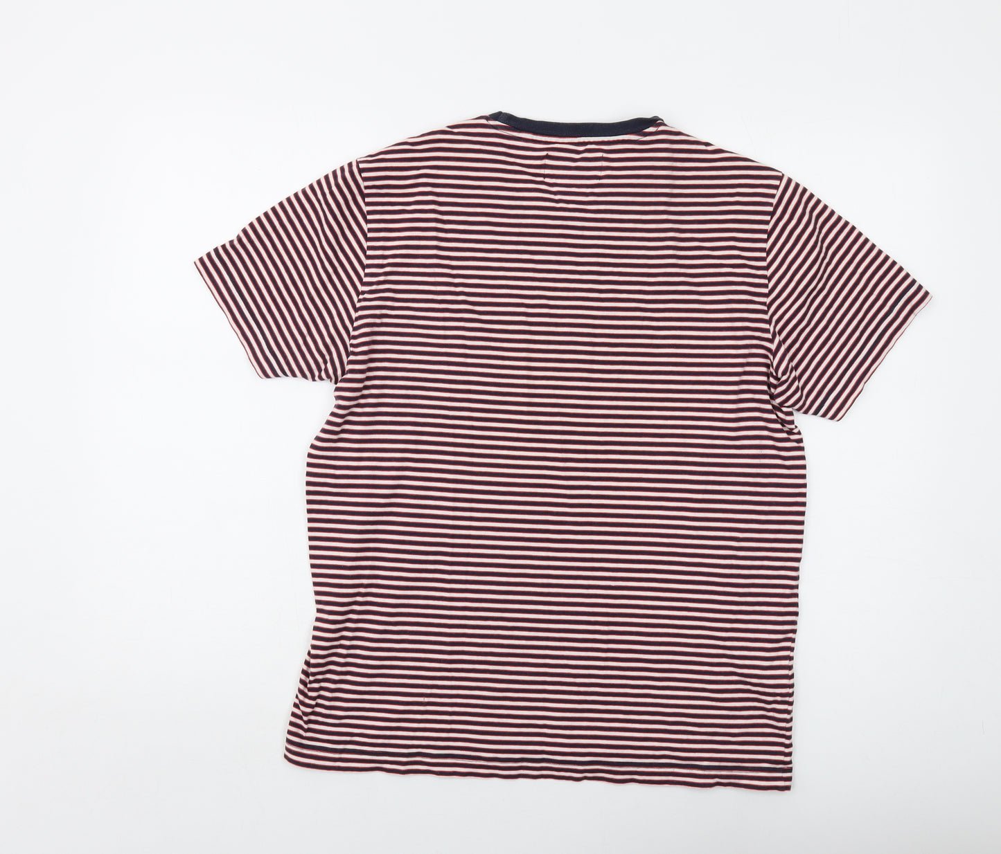 Penguin Womens Red Striped Cotton Basic T-Shirt Size M Crew Neck