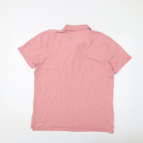 Crew Clothing Mens Pink Cotton Polo Size L Collared Button