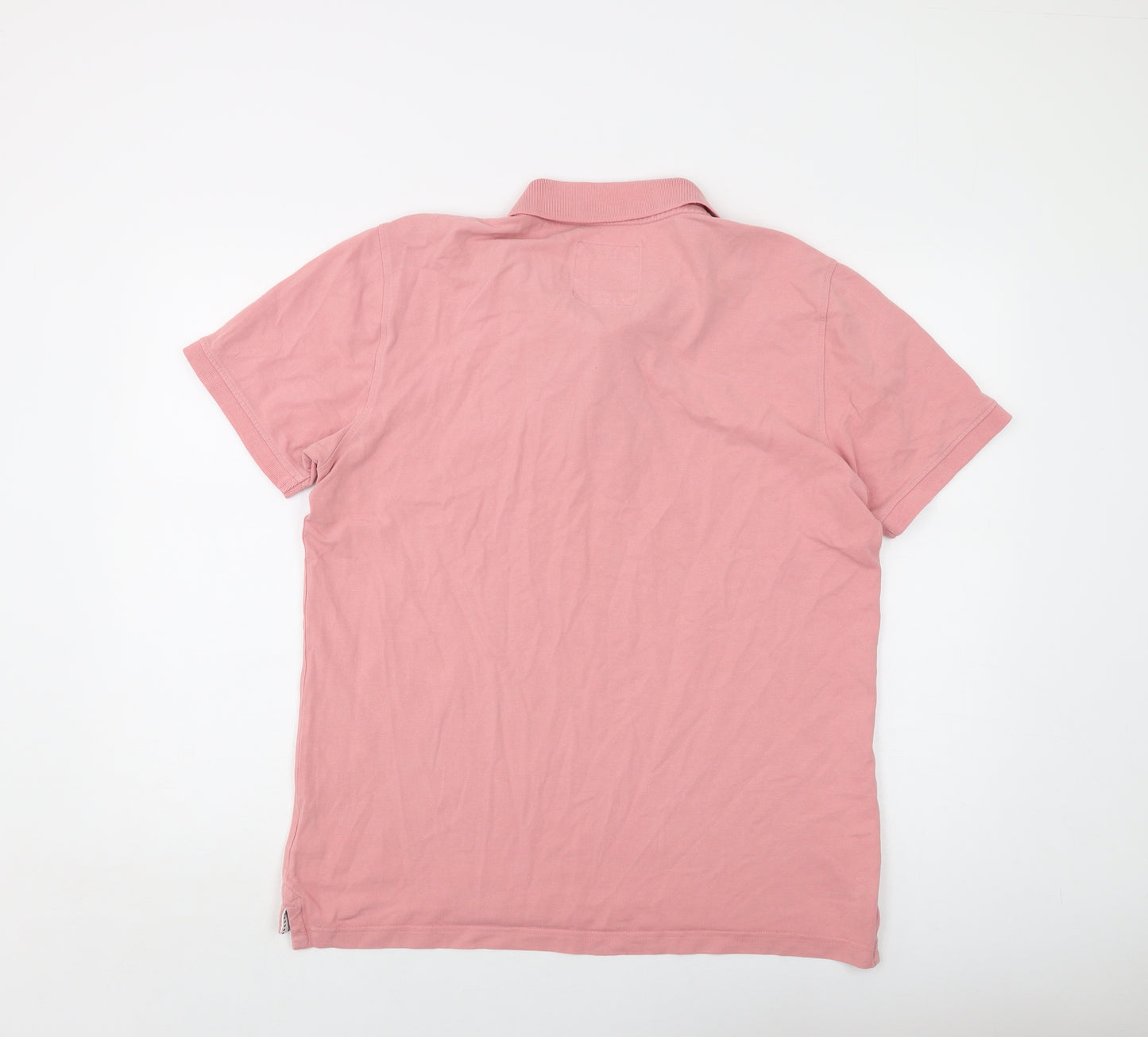 Crew Clothing Mens Pink Cotton Polo Size L Collared Button