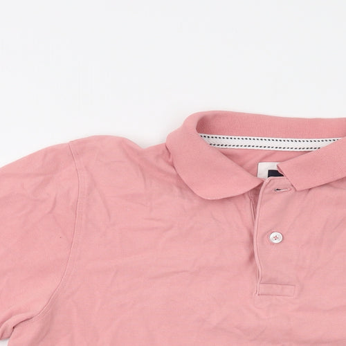 Crew Clothing Mens Pink Cotton Polo Size L Collared Button