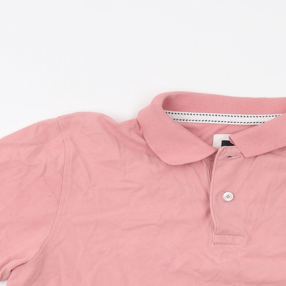 Crew Clothing Mens Pink Cotton Polo Size L Collared Button