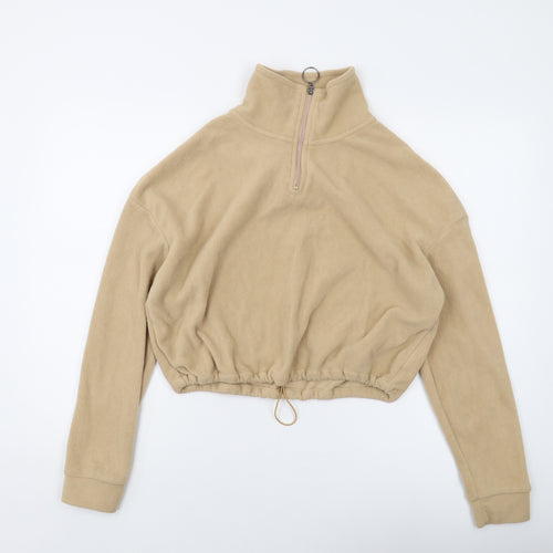 Brave Soul Womens Beige Polyester Pullover Sweatshirt Size S Zip