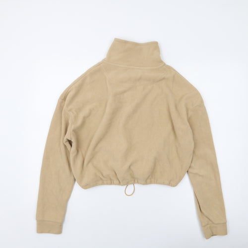 Brave Soul Womens Beige Polyester Pullover Sweatshirt Size S Zip