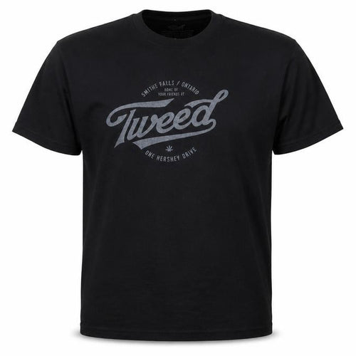 Tweed Mens Black Cotton T-Shirt Size L Crew Neck