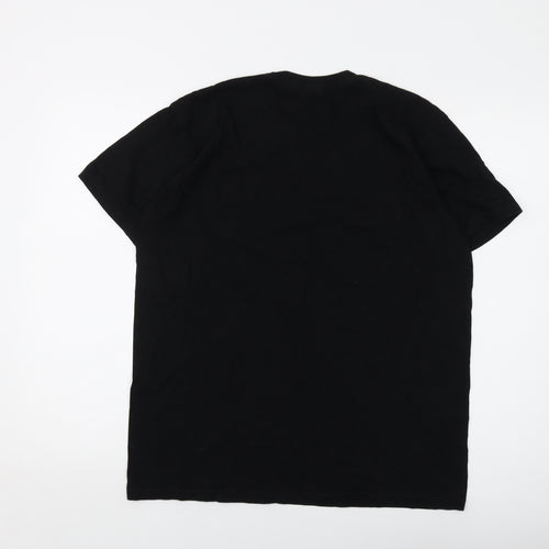 Tweed Mens Black Cotton T-Shirt Size L Crew Neck