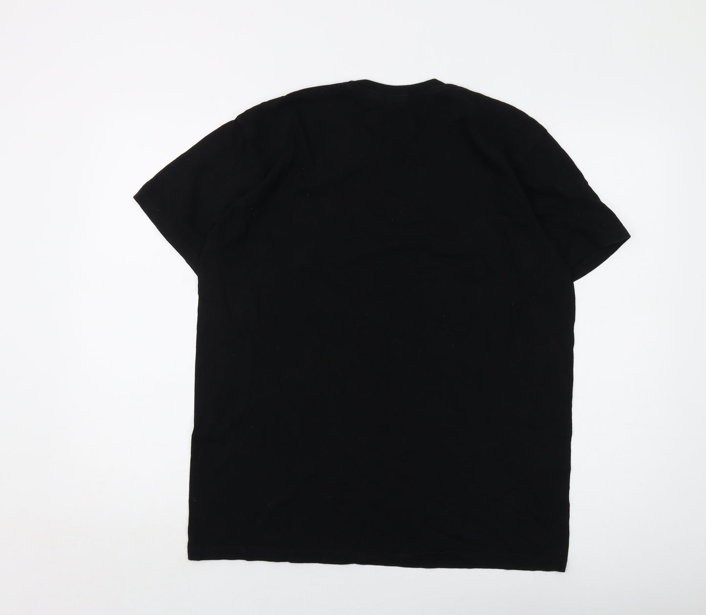 Tweed Mens Black Cotton T-Shirt Size L Crew Neck