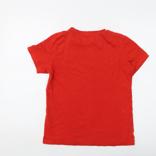 PUMA Boys Red Cotton Basic T-Shirt Size 13-14 Years Crew Neck Pullover