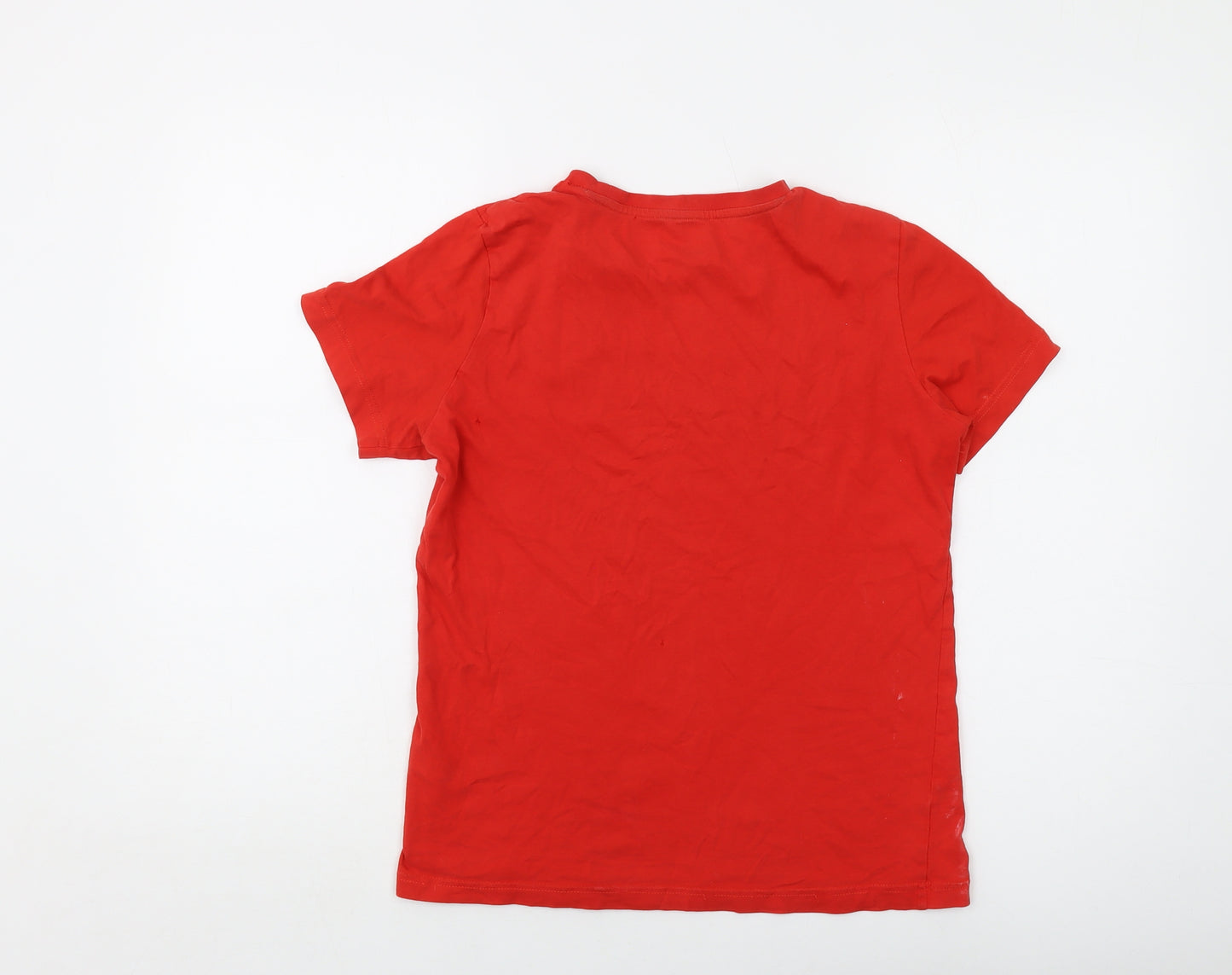 PUMA Boys Red Cotton Basic T-Shirt Size 13-14 Years Crew Neck Pullover