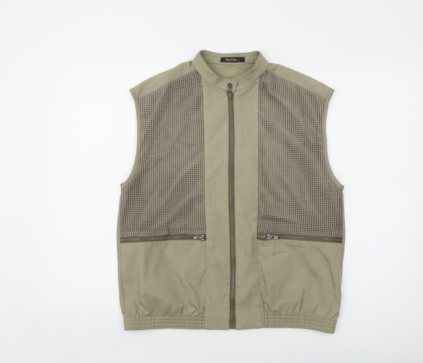 Matchset Womens Green Jacket Waistcoat Size 12 Zip