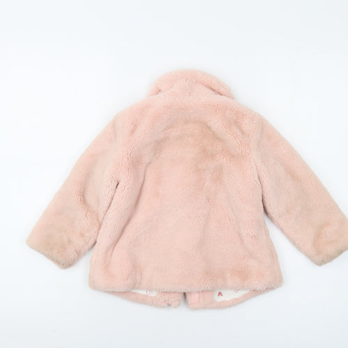 Disney Girls Pink Jacket Size 24 Months Snap - Faux Fur Minnie Mouse