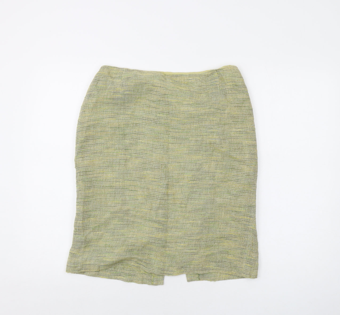 Minuet Womens Green Linen A-Line Skirt Size 12 Zip