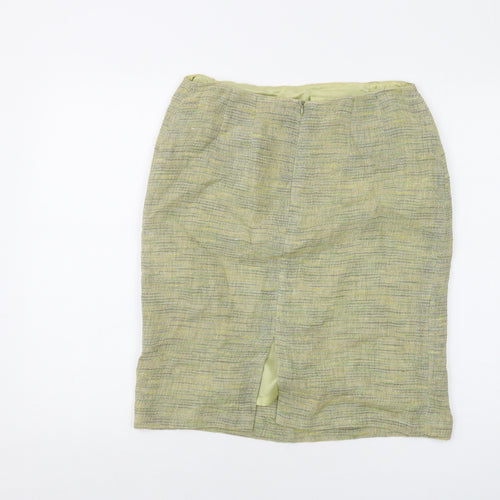 Minuet Womens Green Linen A-Line Skirt Size 12 Zip