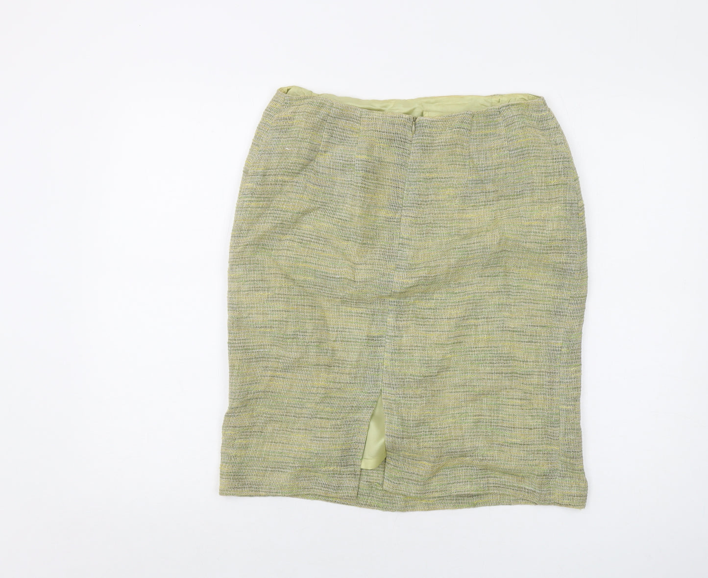 Minuet Womens Green Linen A-Line Skirt Size 12 Zip