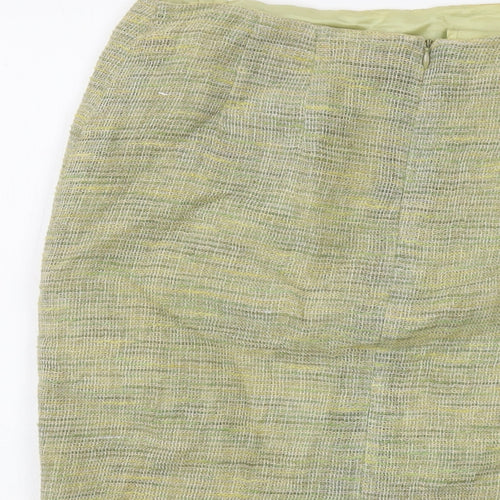 Minuet Womens Green Linen A-Line Skirt Size 12 Zip