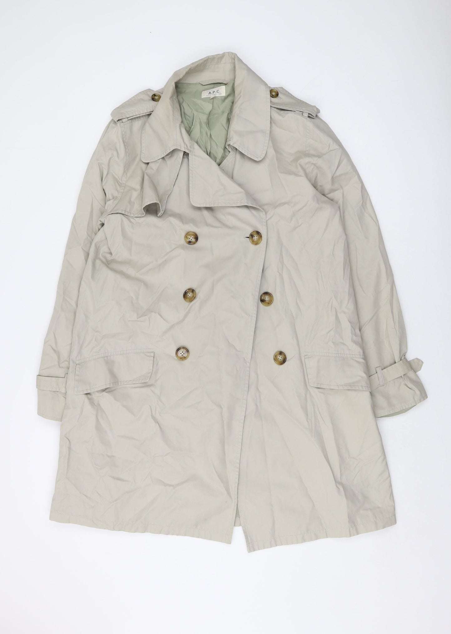A.P.C Womens Grey Overcoat Coat Size M Button