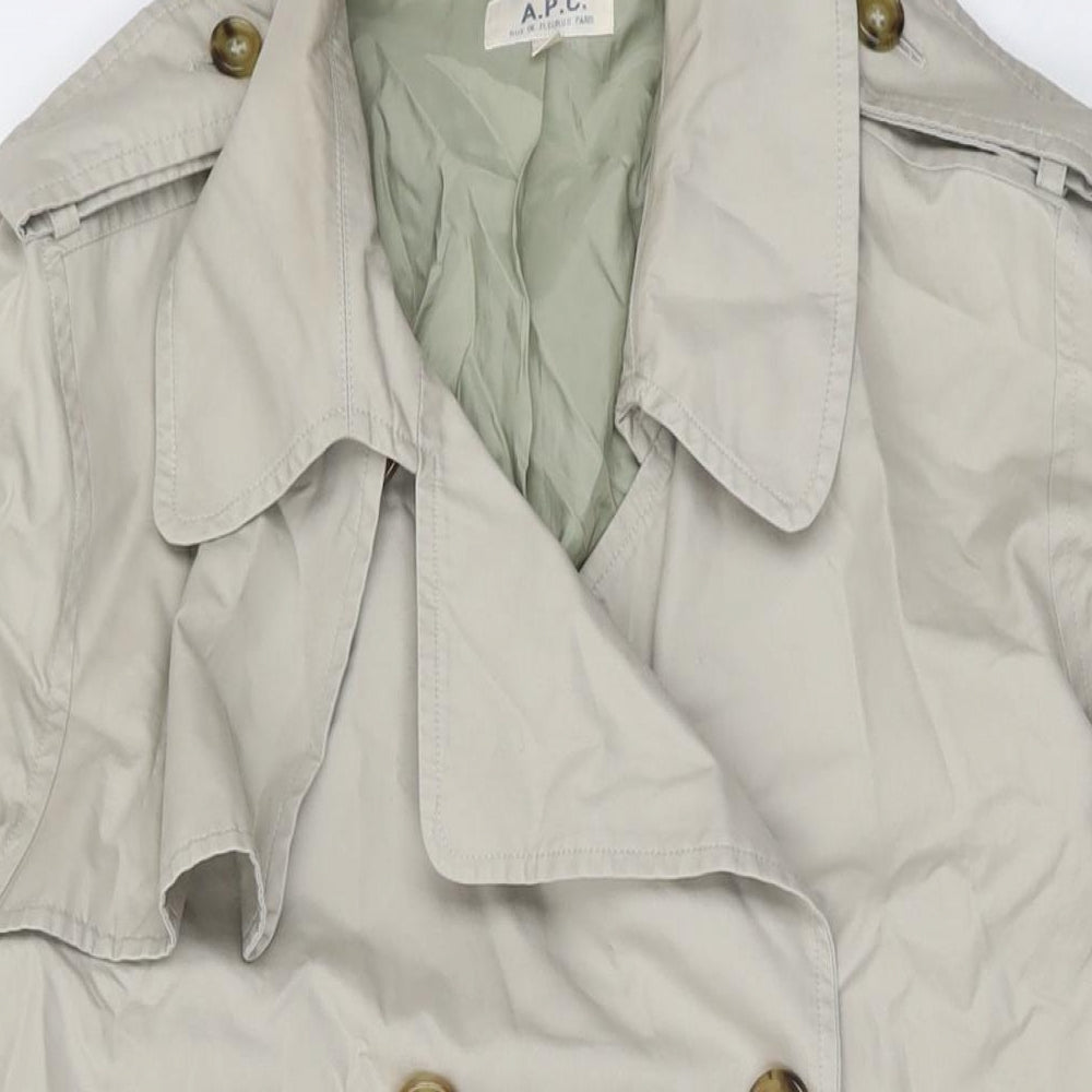 A.P.C Womens Grey Overcoat Coat Size M Button
