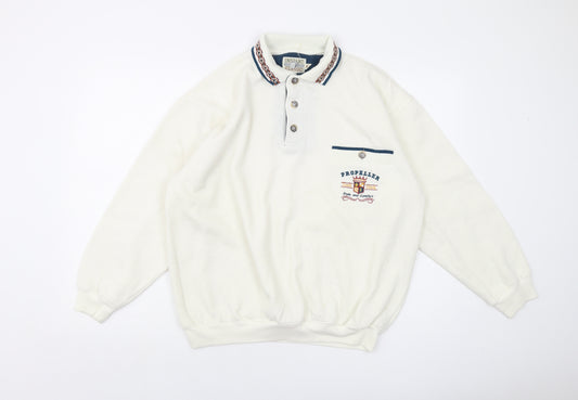 Instant Classic Mens Ivory Polyester Pullover Sweatshirt Size M - Vintage