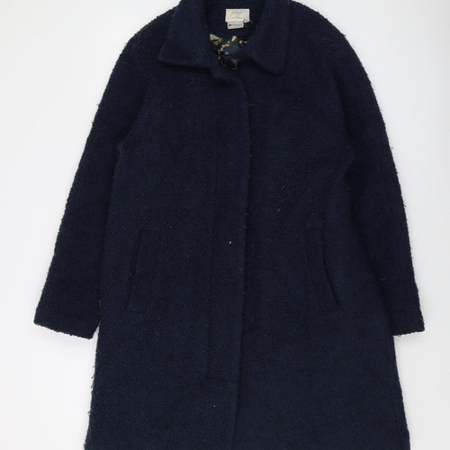 Numph Womens Blue Overcoat Coat Size 12 Button