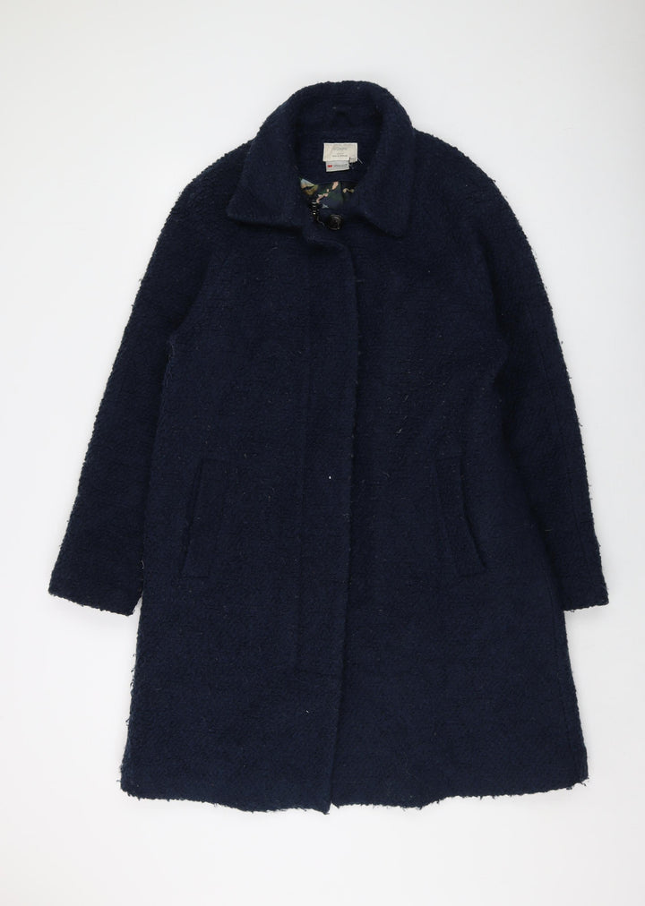 Numph Womens Blue Overcoat Coat Size 12 Button