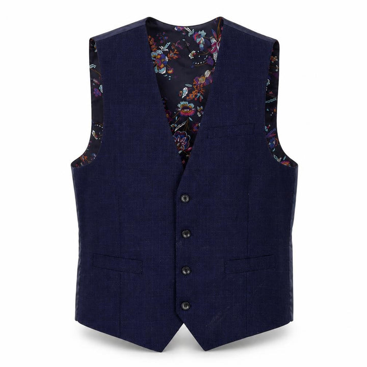 Feraud Vintage Mens Blue Polyester Jacket Suit Waistcoat Size 42 Regular