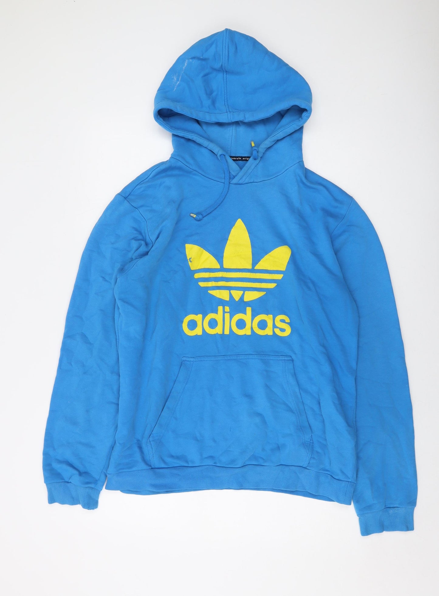 adidas Mens Blue Cotton Pullover Hoodie Size L