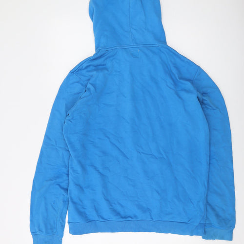 adidas Mens Blue Cotton Pullover Hoodie Size L