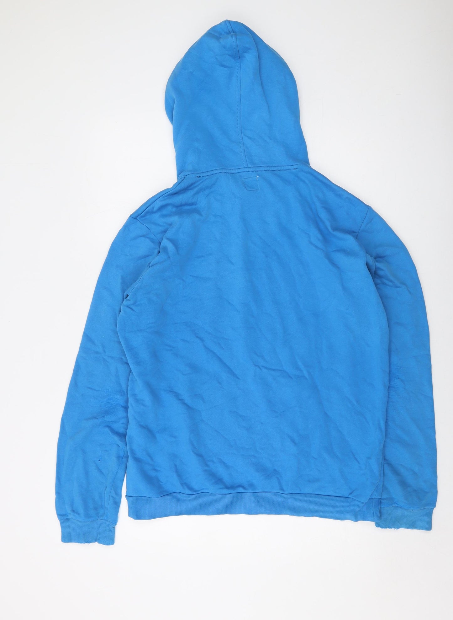 adidas Mens Blue Cotton Pullover Hoodie Size L