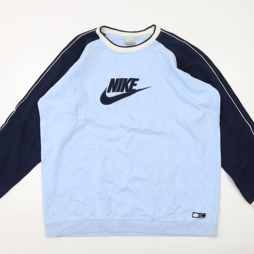 Nike Mens Blue Cotton Pullover Sweatshirt Size 2XL