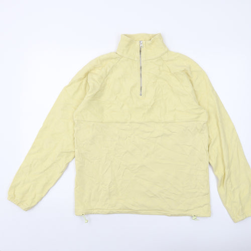 Less Basics Womens Yellow Cotton Pullover Sweatshirt Size S Zip