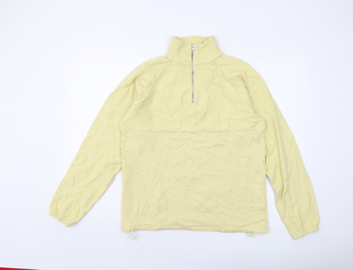 Less Basics Womens Yellow Cotton Pullover Sweatshirt Size S Zip