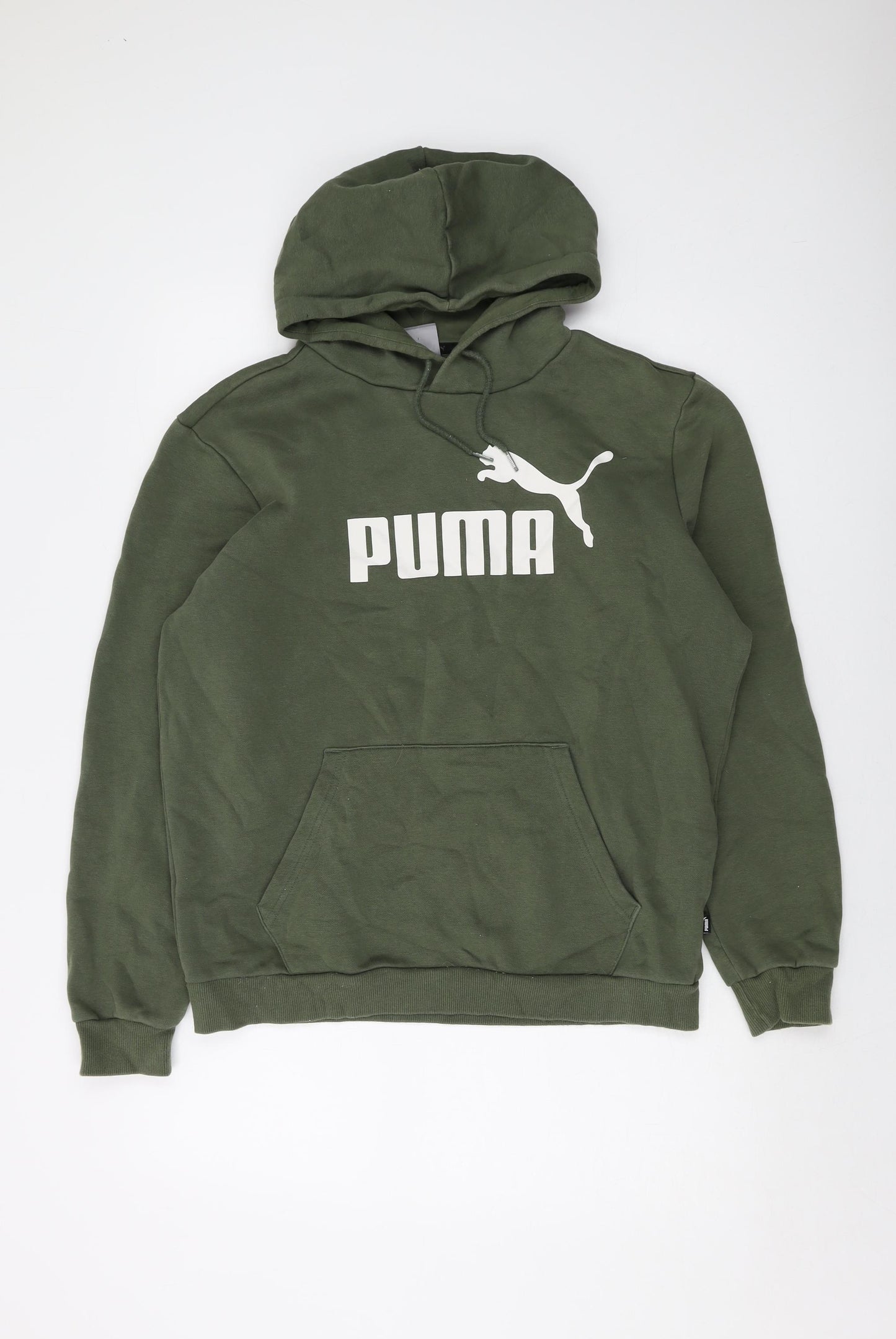 PUMA Mens Green Cotton Pullover Hoodie Size M