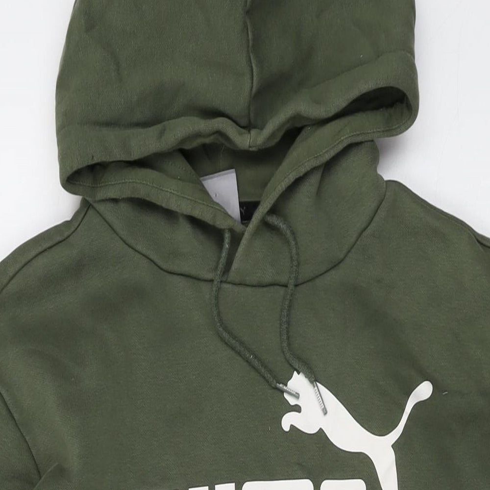 PUMA Mens Green Cotton Pullover Hoodie Size M