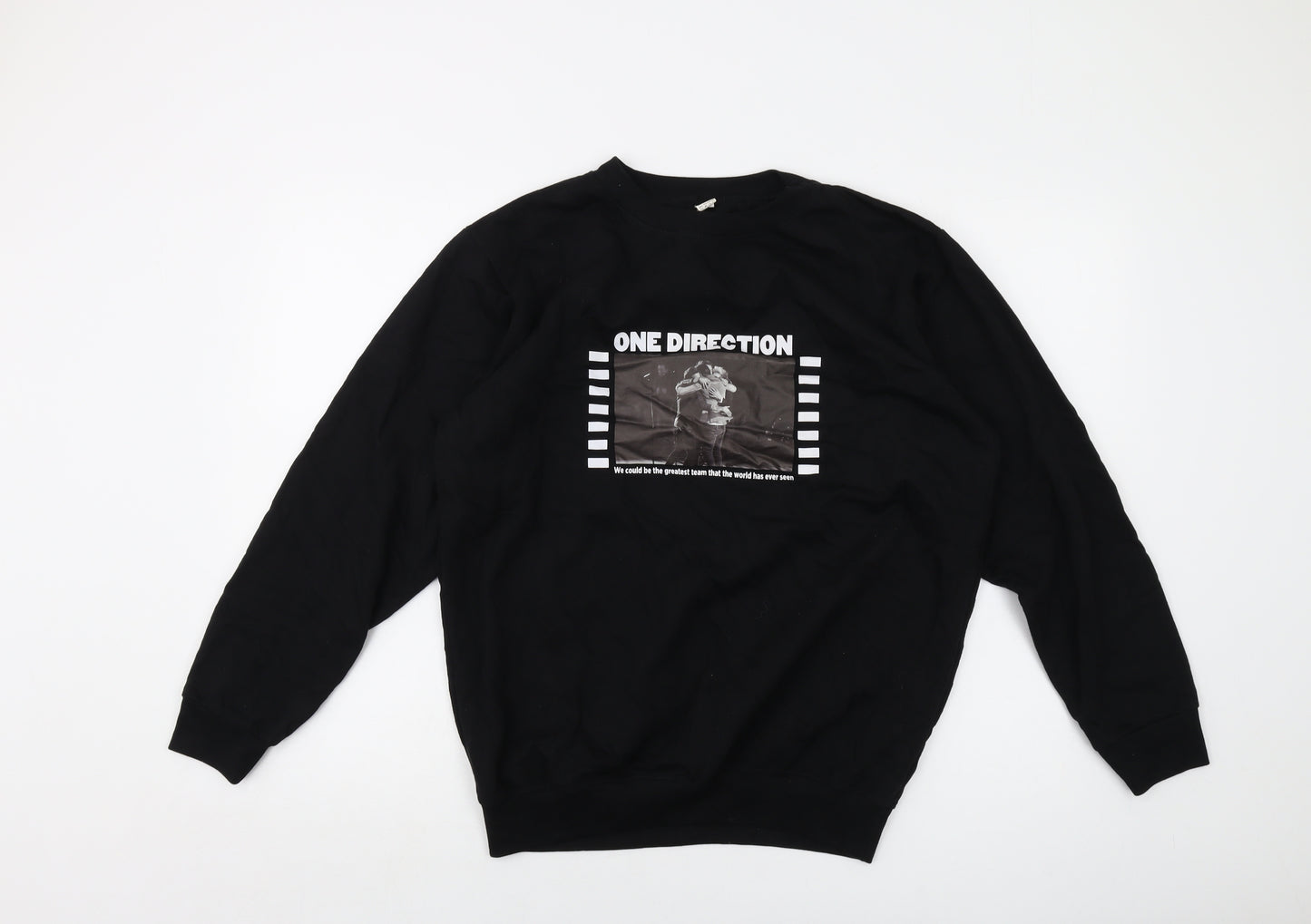 One Direction Mens Black Cotton Pullover Sweatshirt Size L