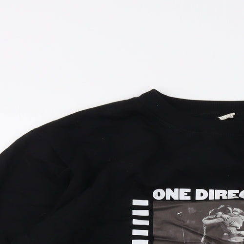 One Direction Mens Black Cotton Pullover Sweatshirt Size L