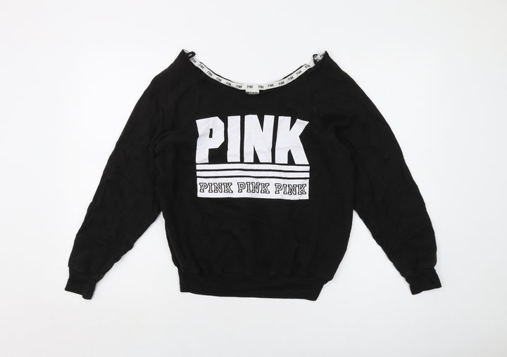PINK Womens Black Cotton Pullover Sweatshirt Size XS Pullover