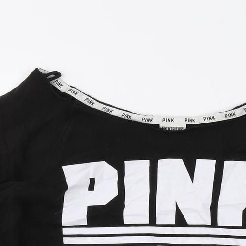 PINK Womens Black Cotton Pullover Sweatshirt Size XS Pullover